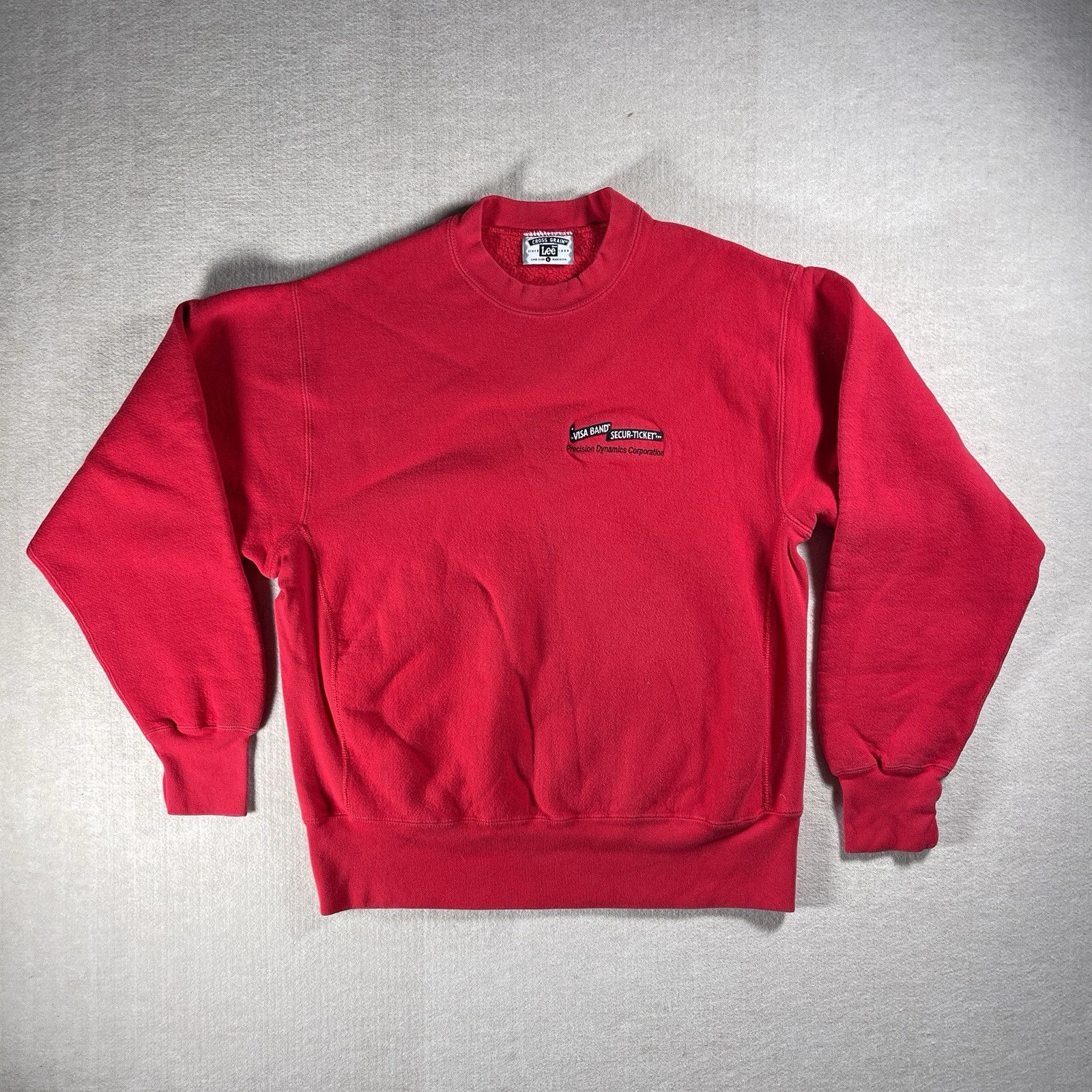 Vtg Lee Cross Grain Heavyweight Crewneck Sweater Visa X Tyvek Promotional Size L